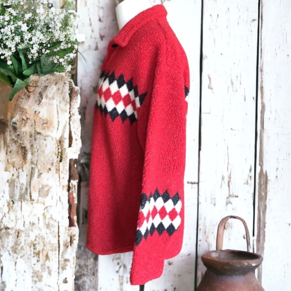 LAVON RED FUZZY CARDIGAN SIZE XL - Picture 2 of 6